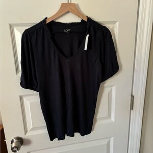 Loft Outlet navy blue half sleeve blouse.